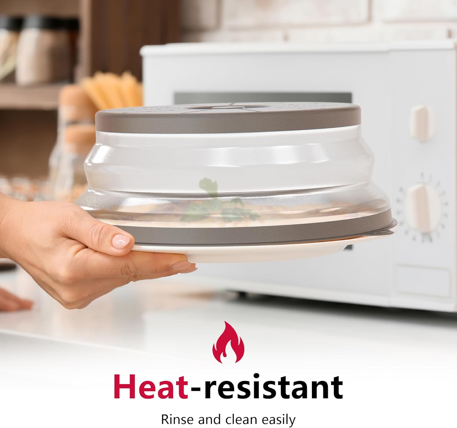 Microwave Splatter Cover Vented For Food With Hook Hole, Splatter Guard & Colander Kitchen Gadget For Food, Meal Prep