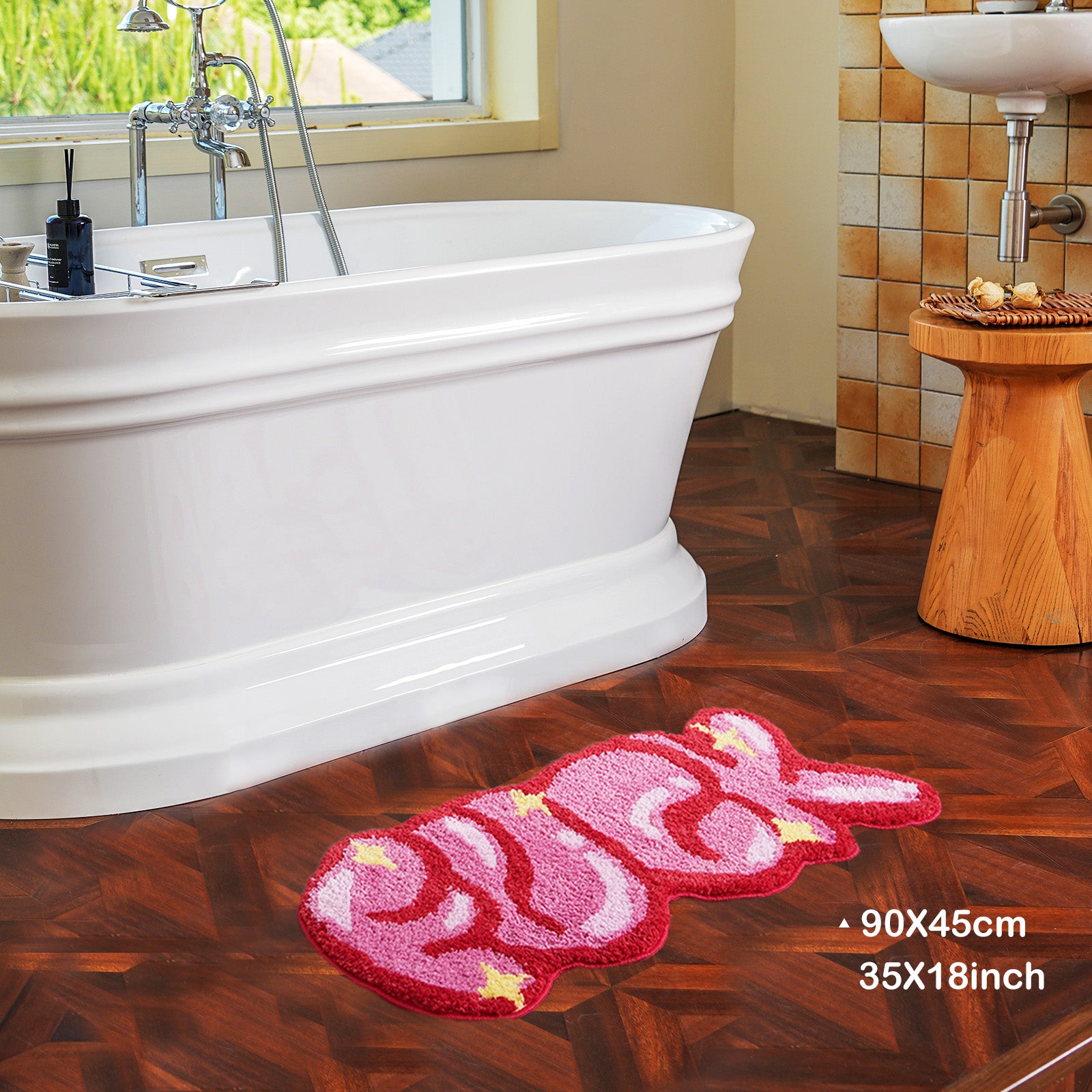 Color Rug For Bedroom - Non Slip Absorbent Floor Mat For Bathroom - Cute Washable Small Shower Mat - Aesthetic Modern Home Decoration Birthday Gifts, Thanksgiving Day Decor, Christmas Decor Home Decor