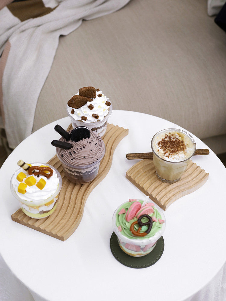 Creative Water Ripple Coffee Tray Beech Bread Gourmet Photo Props