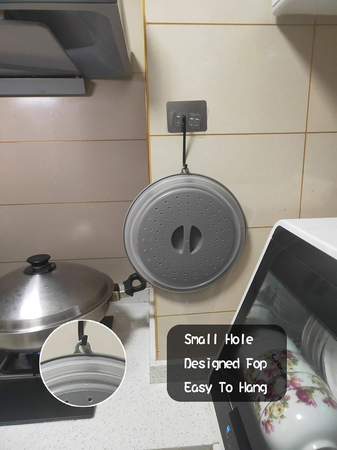 Microwave Splatter Cover Vented For Food With Hook Hole, Splatter Guard & Colander Kitchen Gadget For Food, Meal Prep